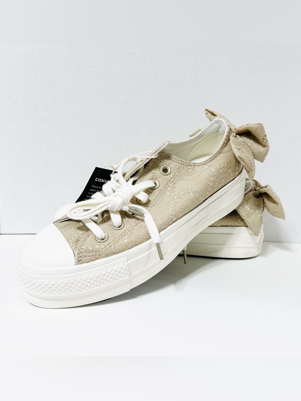 Converse Chuck Taylor NWT All Star Lift Bow Sneakers Nutty Granola